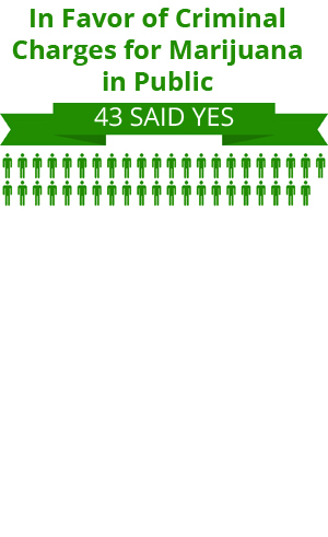 43 citizens were in favor of criminal charges for marijuana in public